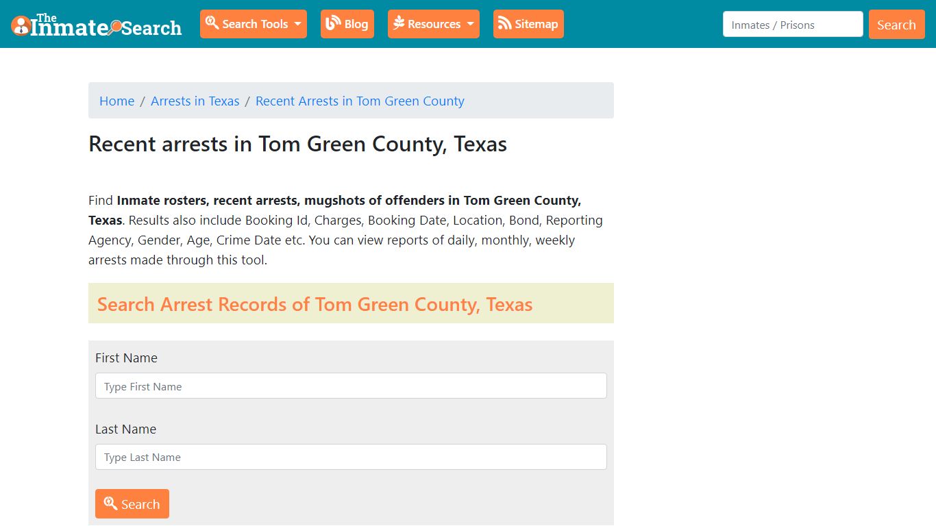 Recent arrests in Tom Green County, Texas