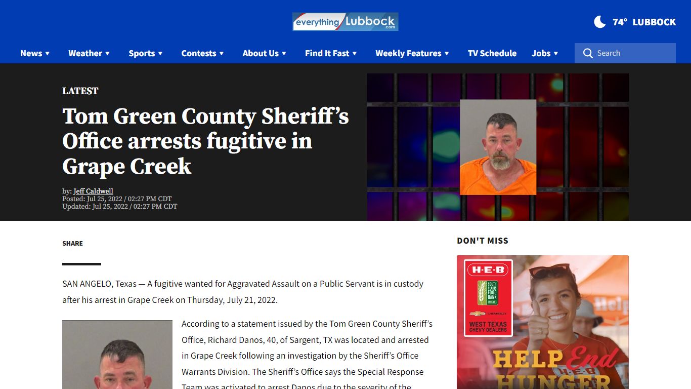 Tom Green County Sheriff’s Office arrests fugitive in Grape Creek